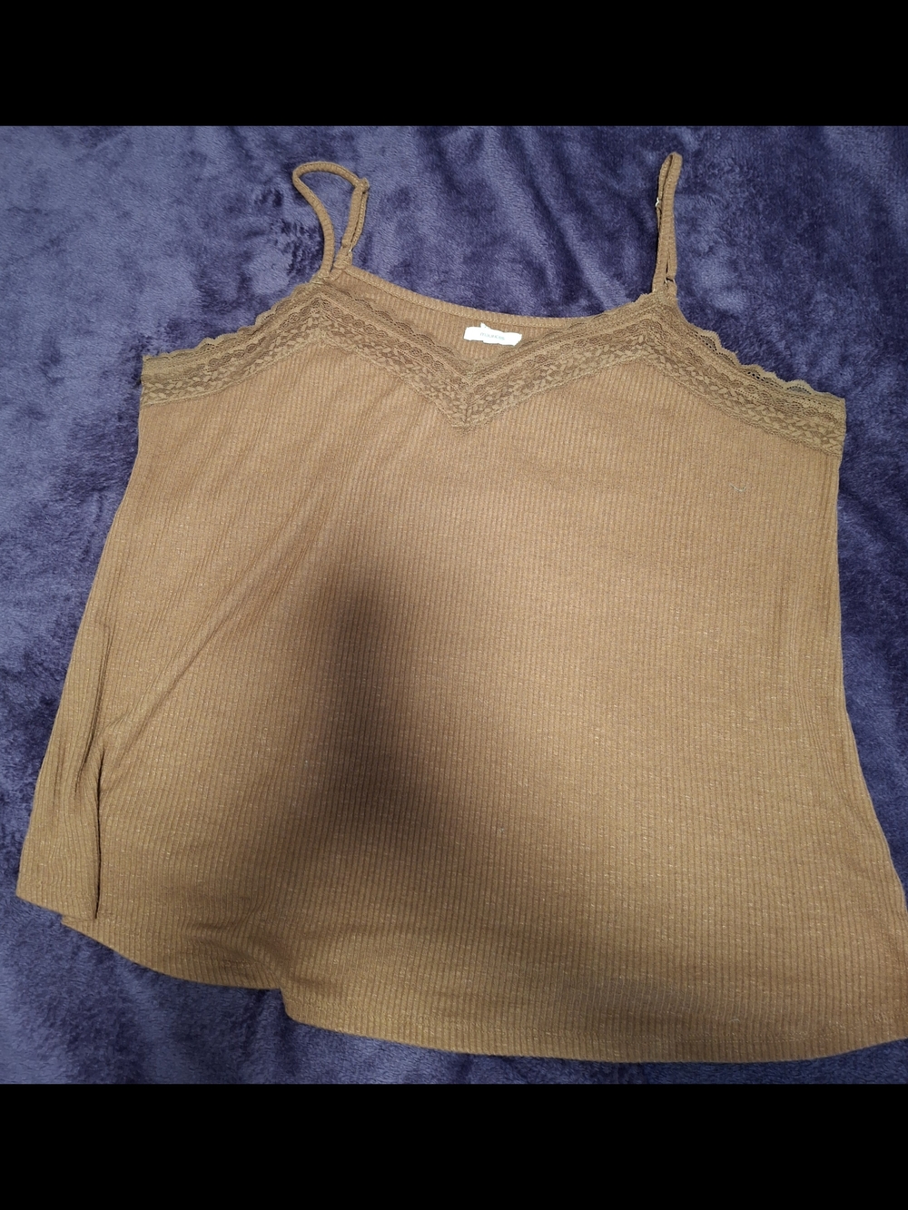 Maurices Ribbed Lace-Trim Cami — Brown